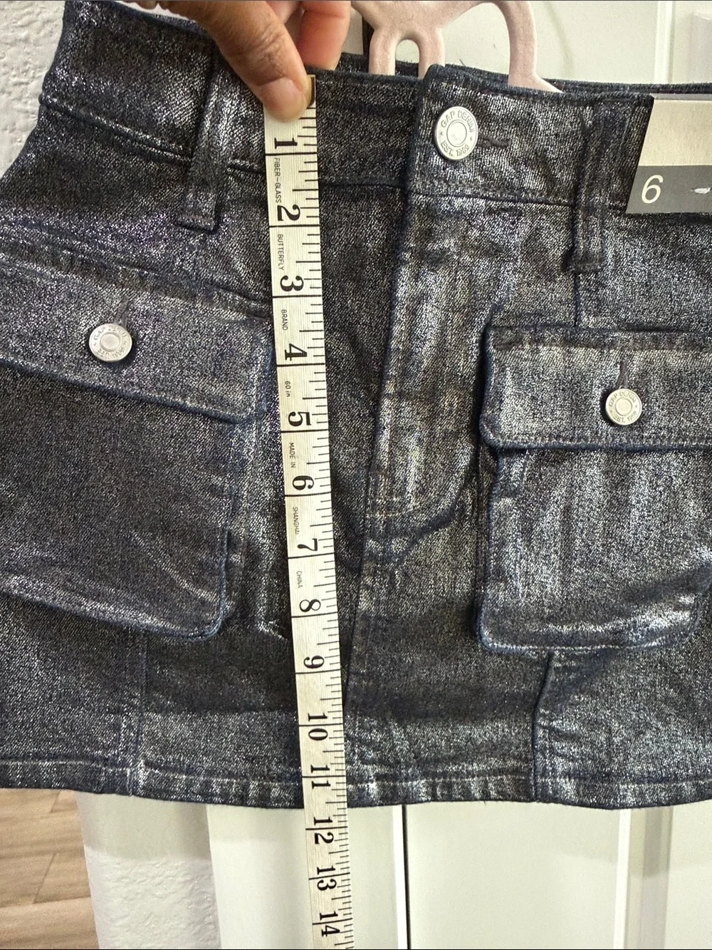 GAP girl’s Sz6 Shimmery Navy Cargo Pocket Mini Skirt